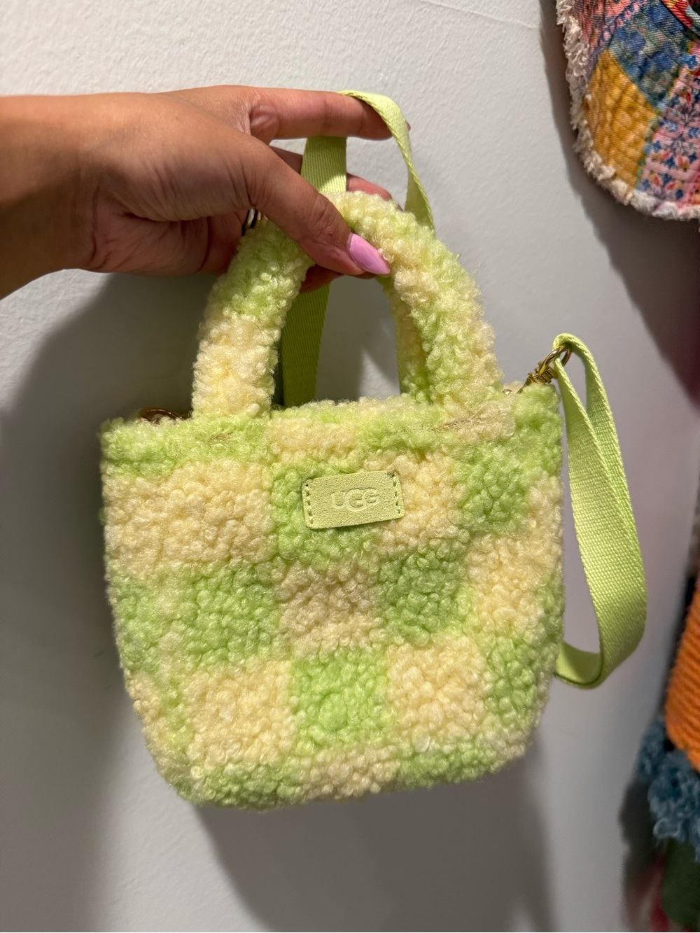 UGG Lime & Cream Plush Sherpa Mini Tote